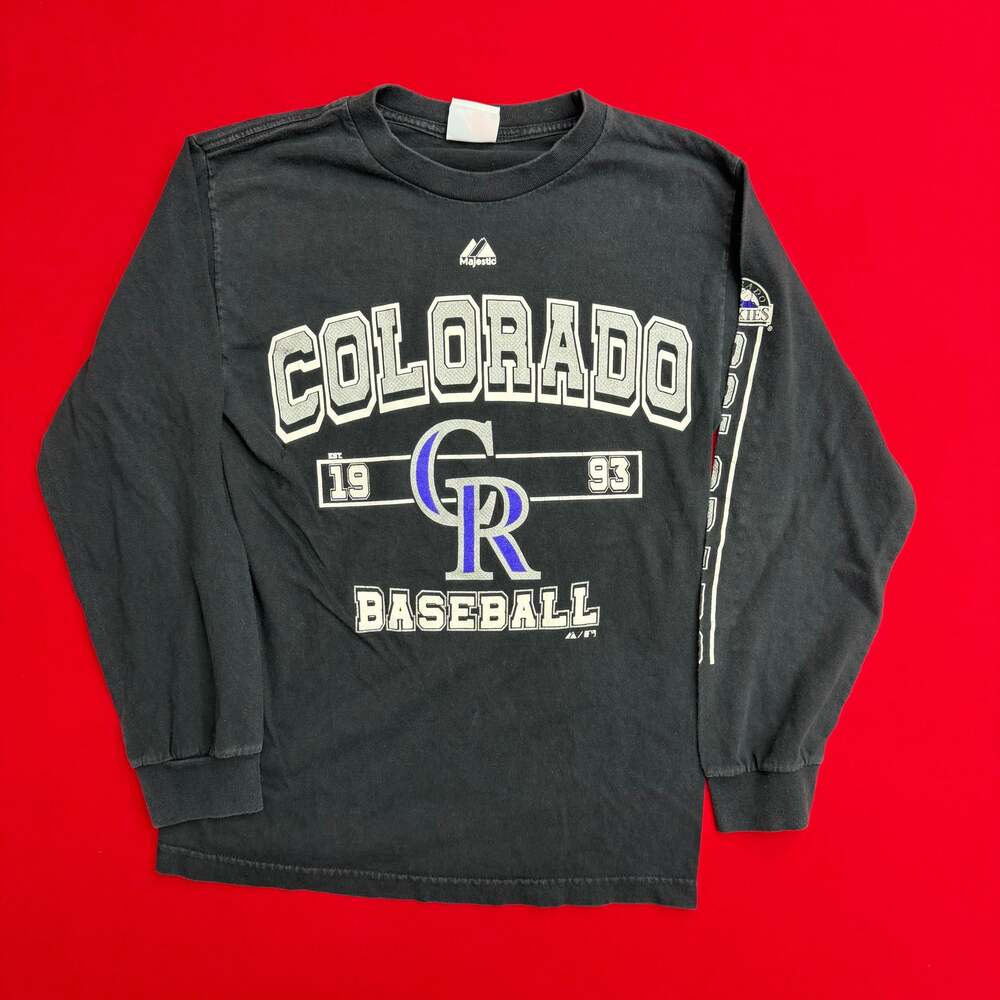 VINTAGE 90’s Majestic Colorado Rockies Mens Sizes XL Long sleeve Black T-Shirt‎
